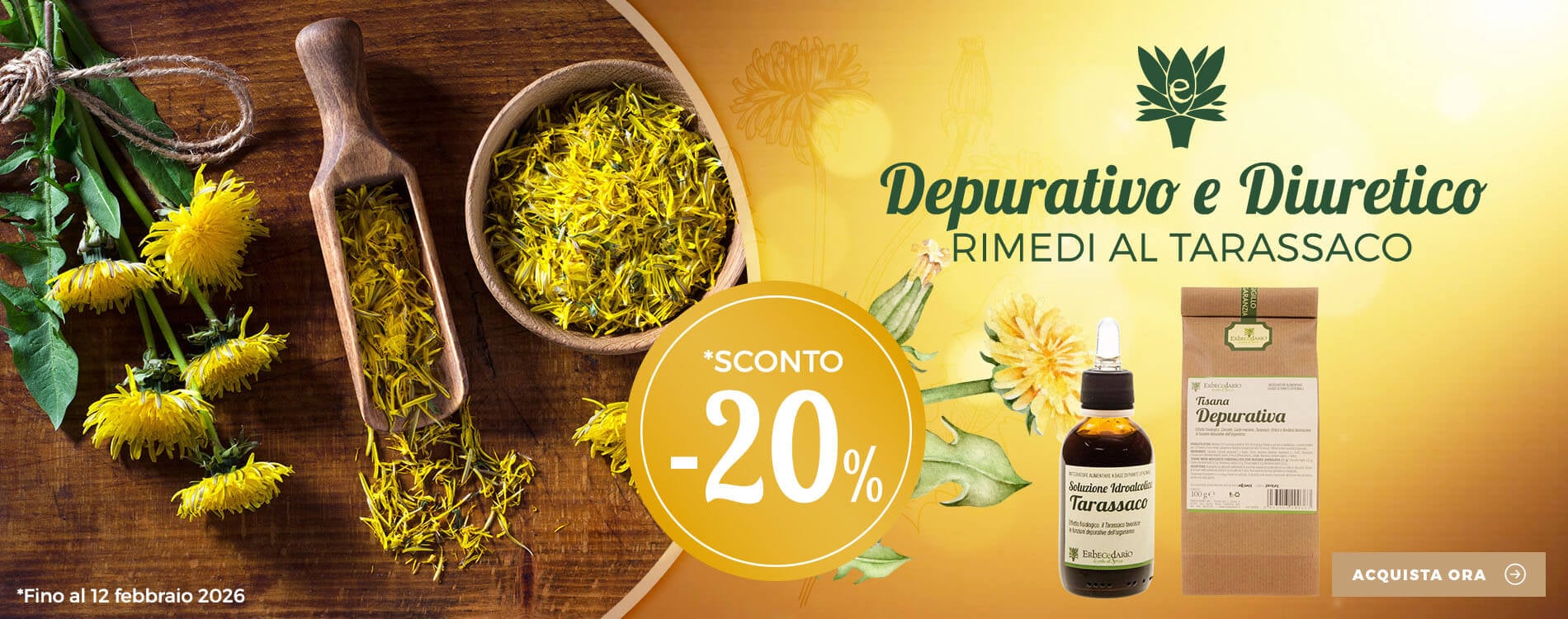 Prodotti naturali con Tarassaco erboristeria Erbecedario per depurazione corpo